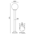 Lampa ogrodowa stojąca 1x E27 120cm - KULE K 5002/2/K 200 - rysunek techniczny