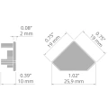 Zaślepka do profilu aluminiowego LED "45-PLUS" -  wymiary