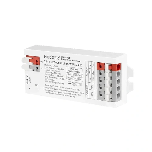 Odbiornik LED 2w1 (WiFi) - MONO / CCT - 12-24V 12A - Tuya - E2-WR