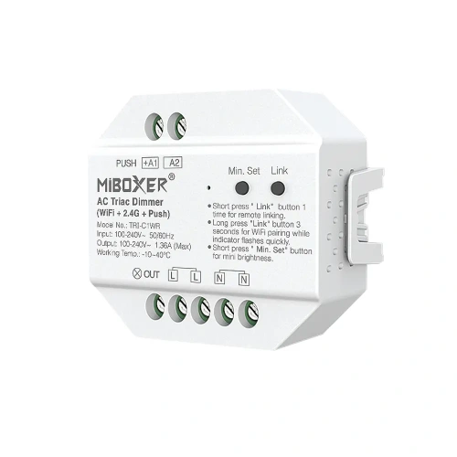 Odbiornik LED triakowy (WiFi) - ściemniacz do żarówek 230VAC - 300W - Tuya - TRI-C1WR