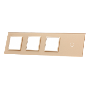 Szklany panel dotykowy poczwórny szampański - 1-sekcyjny + 3 gniazda - 701GGG-63 - LIVOLO