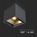 Solarna lampa elewacyjna LED z czujnikiem ruchu - 9W 860lm czarna - VT-11109-B