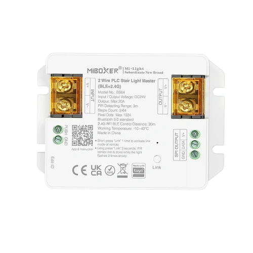 Sterownik schodowy LED MONO/SPI BS64 z dwoma czujnikami ruchu PIR - programowalny PLC - Tuya - zestaw