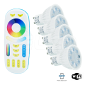 Żarówki LED RGB+CCT 4W GU10 230V + pilot FUT092 - 4 strefowy - (zestaw)