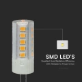 Żarówka LED G4 3.2W biała zimna 6500K 385lm - VT-234