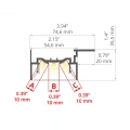 Profil aluminiowy LED FOLED-50-SUF  - wymiary