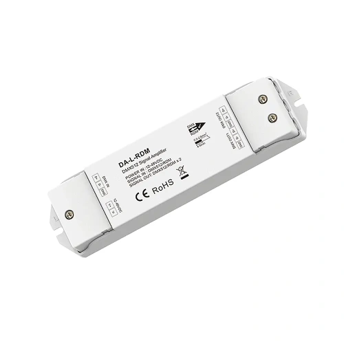 Wzmacniacz sygnału DMX512 (RDM) - 12-48 VDC - 1 kanał na 2 kanały - splitter DMX - DA-L-RDM