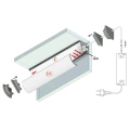 Profil aluminiowy LED CABI12 - schemat montażowy z opcjonalnymi akcesoriami