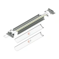 Profil aluminiowy LED DIAGONAL10 anodowany z kloszem - schemat montażowy z opcjonalnymi akcesoriami