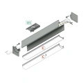 Profil aluminiowy LED COZY12 anodowany z kloszem - schemat montażowy z opcjonalnymi akcesoriami