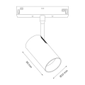 Lampa szynowa LED magnetyczna 10mm - 6W 3000-6000K 48V - czarna - ML2177 - wymiary
