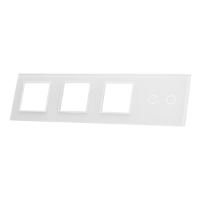 Szklany panel dotykowy poczwórny biały - 2-sekcyjny + 3 gniazda - 702GGG-61 - LIVOLO