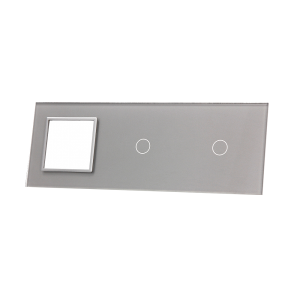 Szklany panel dotykowy potrójny srebrny - 2-sekcyjny + 1 gniazdo - 7011G-64 - LIVOLO