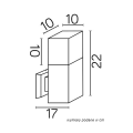 Lampa elewacyjna 1x E27 - CUBE MAX CB-MAX K DG - rysunek techniczny