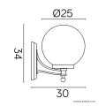 Lampa elewacyjna 1x E27 - KULE CLASSIC K 3012/1/K 250 - rysunek techniczny