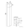 Lampa ogrodowa stojąca 1x E27 83cm - CUBE CB-830 BL  - rysunek techniczny
