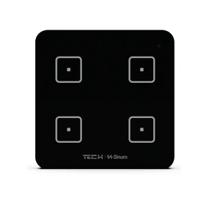 Włącznik szklany dotykowy czteropolowy - bezprzewodowy 868MHz -  4A 230V - WS-04 - czarny - Sinum