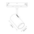 Lampa szynowa LED magnetyczna 10mm - 12W 3000-6000K 48V - czarna - ML2178 - wymiary