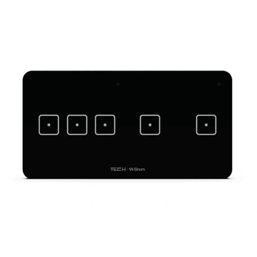 Włącznik szklany dotykowy pięciopolowy - bezprzewodowy 868MHz - 0,5A 230V - WSS-32 - czarny - Sinum