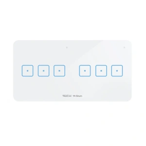 Włącznik szklany dotykowy sześciopolowy - bezprzewodowy 868MHz -  0,5A 230V - WSS-33 - biały - Sinum