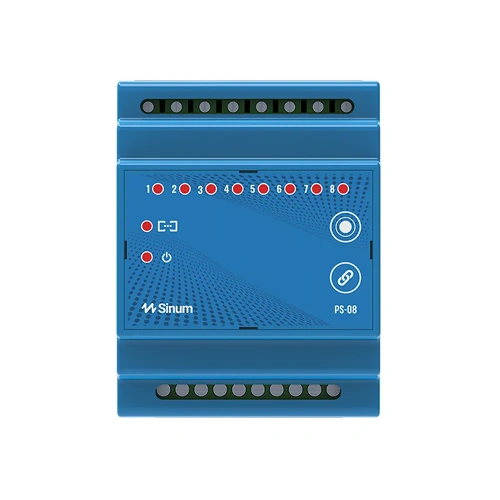 Przekaźnik na szynę DIN - 8 wyjść beznapięciowych - bezprzewodowy 868MHz - 230Vac - PS-08 - Sinum