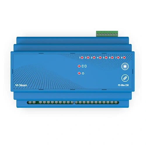 Przekaźnik na szynę DIN - 8 wyjść napięciowych 230V - przewodowy SBUS - 230Vac - PS-08m 230 - Sinum