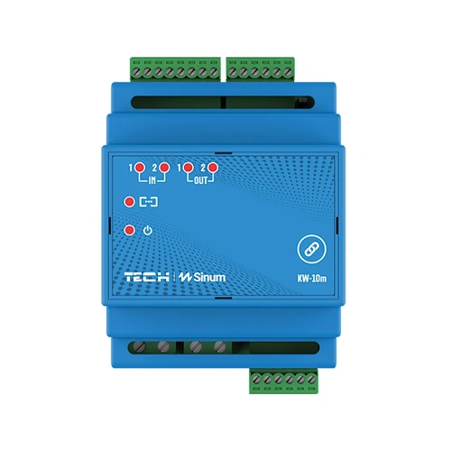 Karta wejść/wyjść na szynę DIN - 3 wejścia / 7 wyjść - przewodowy SBUS - 24V - KW-10m - Sinum