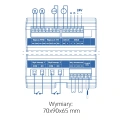 Karta wejść/wyjść na szynę DIN - 3 wejścia / 7 wyjść - przewodowy SBUS - 24V - KW-10m - Sinum - Schemat podłączenia i wymiary