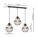 Lampa wisząca CLIFF czarny 3xE27 - MLP5525 - wymiary