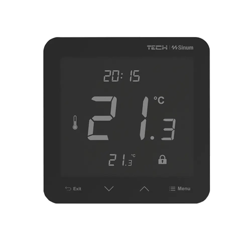 Regulator pokojowy z pomiarem wilgotności - przewodowy SBUS - R-S3 - czarny - Sinum