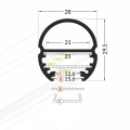 Profil aluminiowy LED OVAL20 anodowany z kloszem - przekrój profilu
