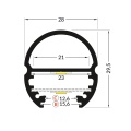 Profil aluminiowy LED OVAL20 czarny z kloszem - wymiary