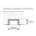 Profil aluminiowy LED BASELYTE-10 LOW-IN - wymiary przestrzeni montażowej