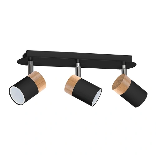 Lampa sufitowa - JOKER czarny/drewno 3xGU10 - MLP6304