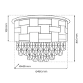 Lampa sufitowa - LUXURIA złoty 9xE14 - ML8884 - wymiary