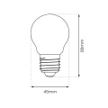 Żarówka dekoracyjna LED E27 G45 4W biała neutralna 4000K Filament - EKZF8009 - wymiary