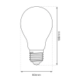 Żarówka dekoracyjna LED E27 A60 8W neutralna 4000K Filament - EKZF8013 - wymiary