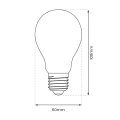 Żarówka dekoracyjna LED E27 A60 9W biała ciepła 2700K Filament - EKZF8014 - wymiary