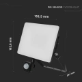 Naświetlacz LED FLUXI z czujnikiem ruchu PIR - 10W 120lm/W czarny - VT-4909-FC