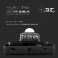 Naświetlacz LED FLUXI z czujnikiem ruchu PIR - 50W 120lm/W czarny - VT-4949-FC
