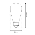 Żarówka dekoracyjna LED E27 ST64 6W biała ciepła 2700K Filament - Amber - EKZF8017 - wymiary