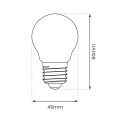 Żarówka dekoracyjna LED E27 G45 5W neutralna 4000K - Filament - EKZF8963 - wymiary