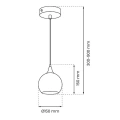Lampa wisząca - MONTE srebrny fi 150 1xE27 - MLP8321 - wymiary