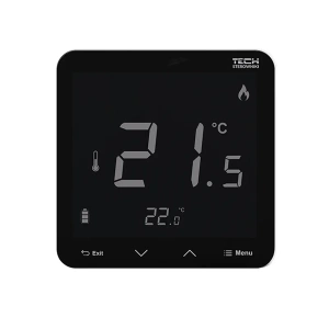 Regulator pokojowy z pomiarem wilgotności - bezprzewodowy 868MHz - R-8s PLUS - czarny - Sinum