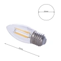 Żarówka dekoracyjna LED E27 C37 4W biała ciepła 2700K - Filament - EKZF003  - wymiary