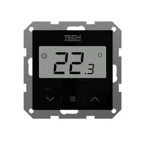 Regulator pokojowy z pomiarem wilgotności do ramki - bezprzewodowy 868MHz - F-8z - czarny - Sinum
