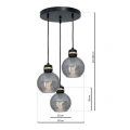 Lampa wisząca - OMEGA czarny/złoty 3xE27 - MLP6533 - wymiary