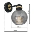 Lampa ścienna - OMEGA czarny/złoty 1xE27 - MLP6528 - wymiary