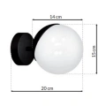 Lampa ścienna - SFERA czarny - 1xE14 - MLP8854 - wymiary