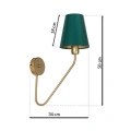 Lampa ścienna - VICTORIA - mosiądz - 1xE27 - MLP4906 - wymiary